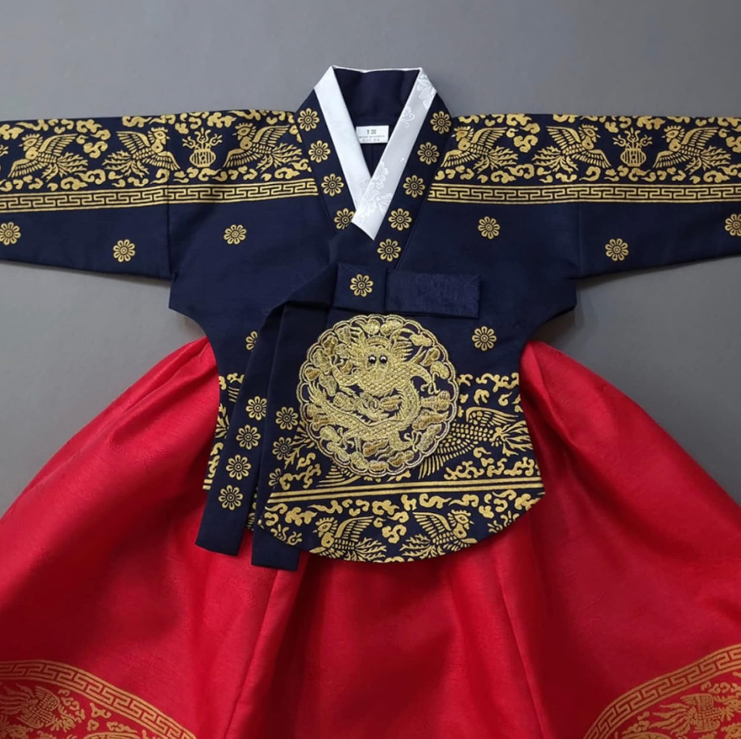 Korean Baby Girl Hanbok Navy Red Foil Dress 100 Days15yo