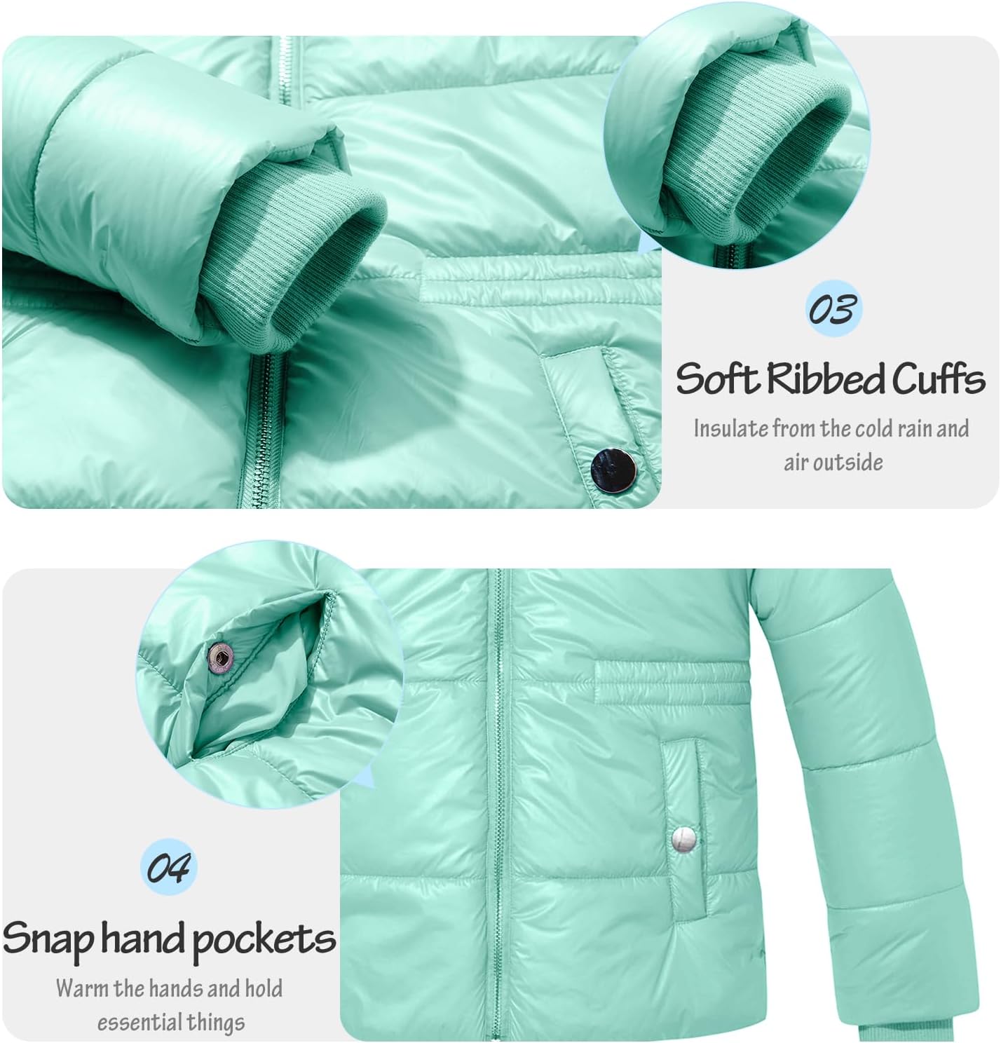Garemcy Girls Metallic Winter Coat
