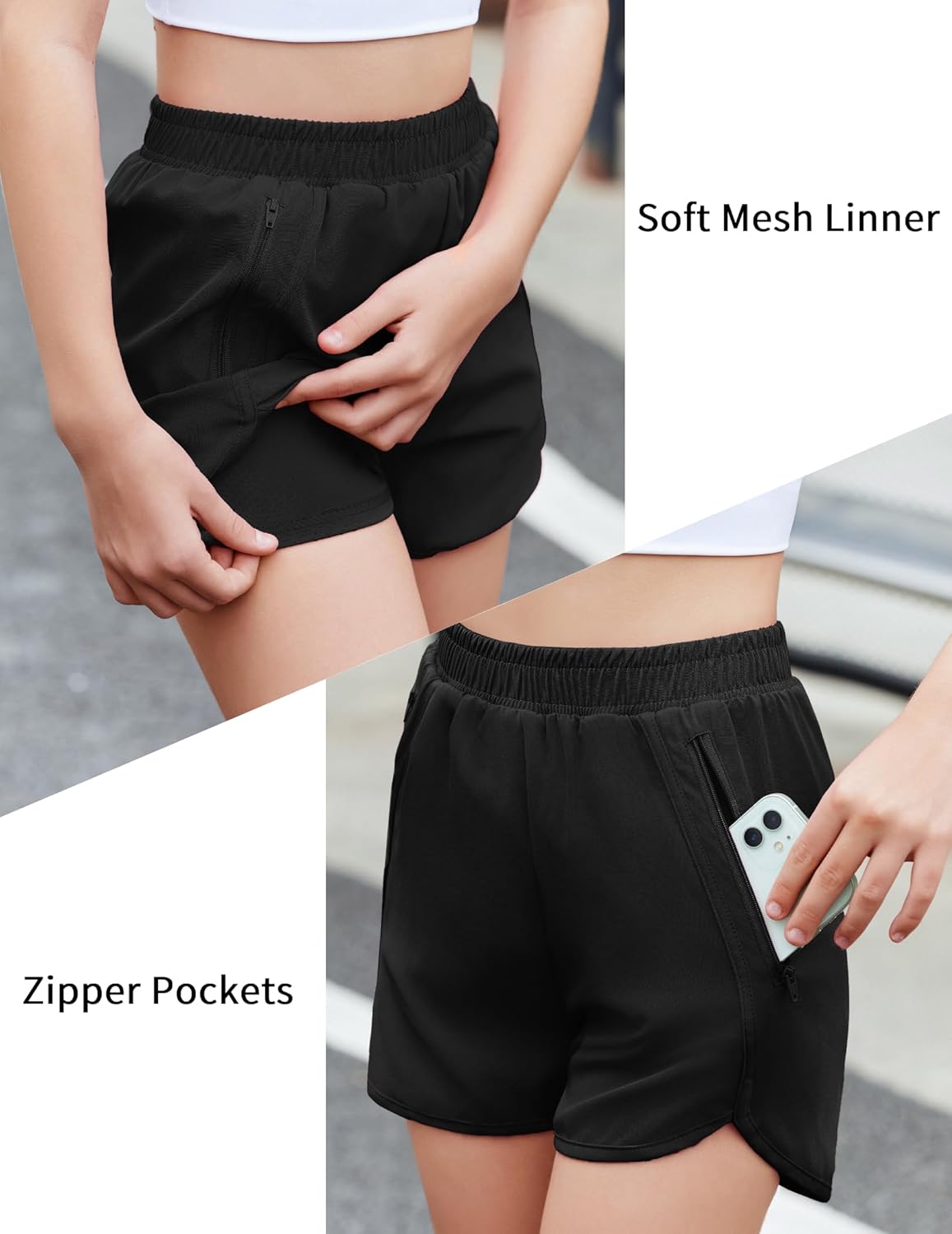 Zaclotre Girls Athletic Shorts with Zipper Pockets