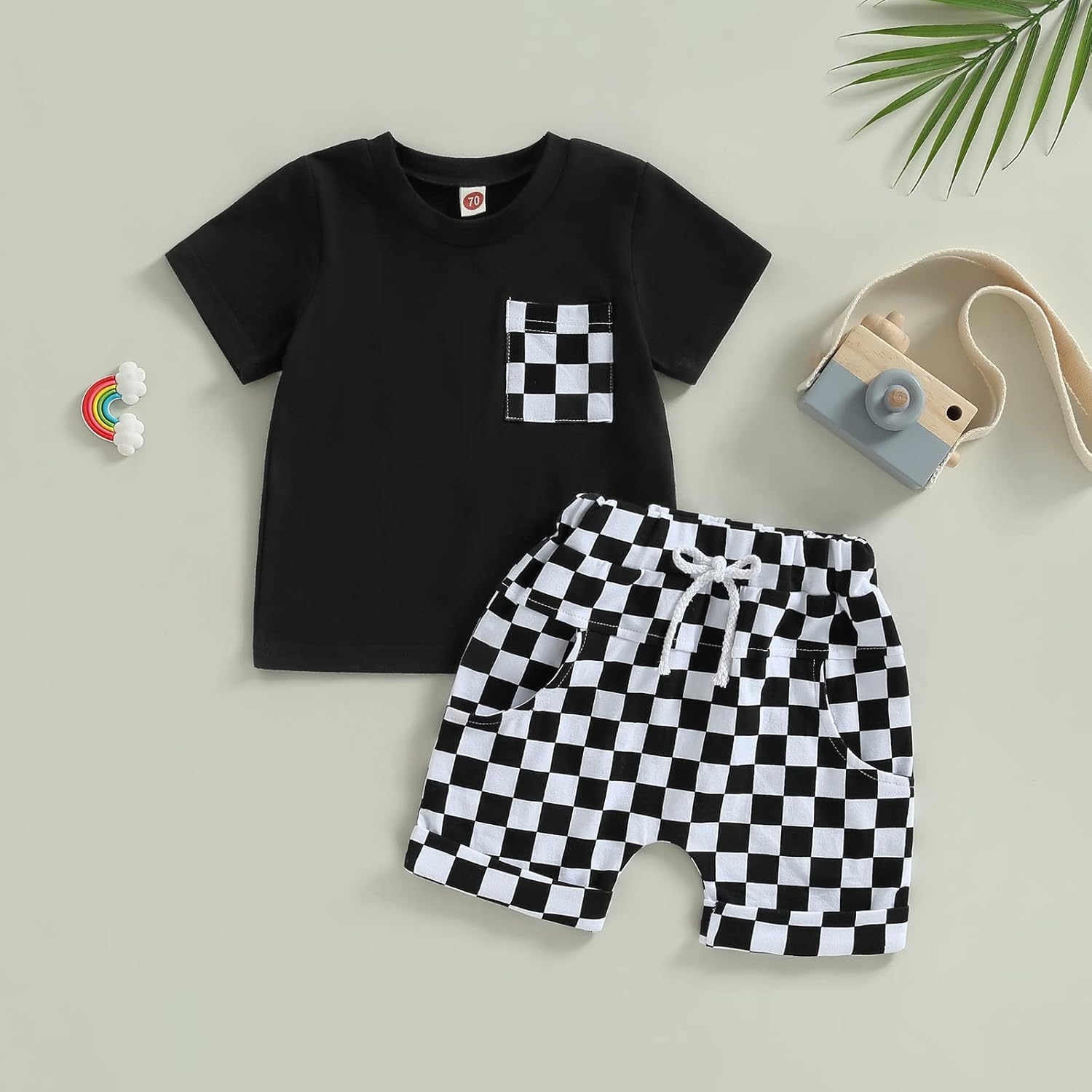 Adjustable Baby Boy Girl Checkered Set