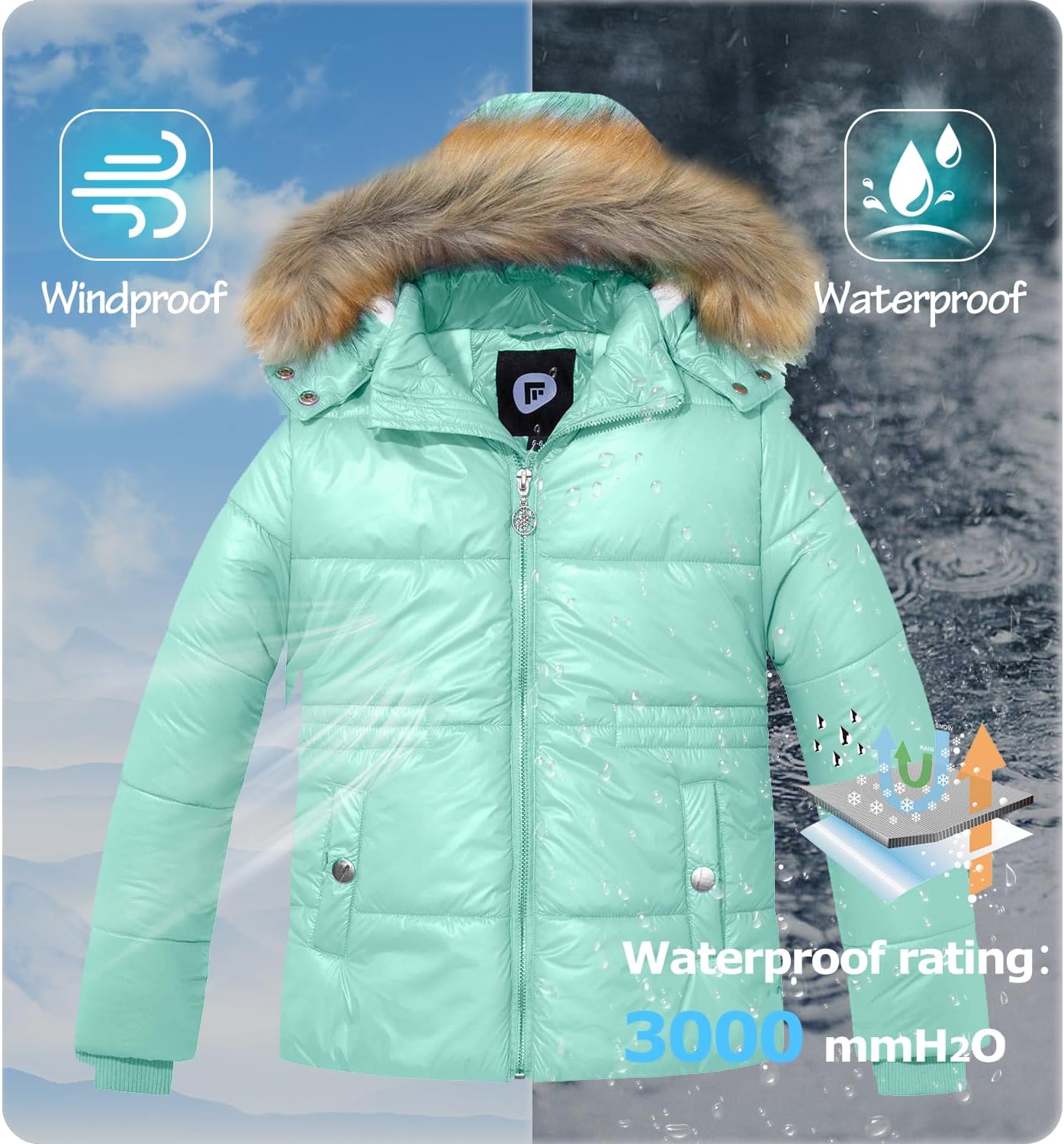 Garemcy Girls Metallic Winter Coat