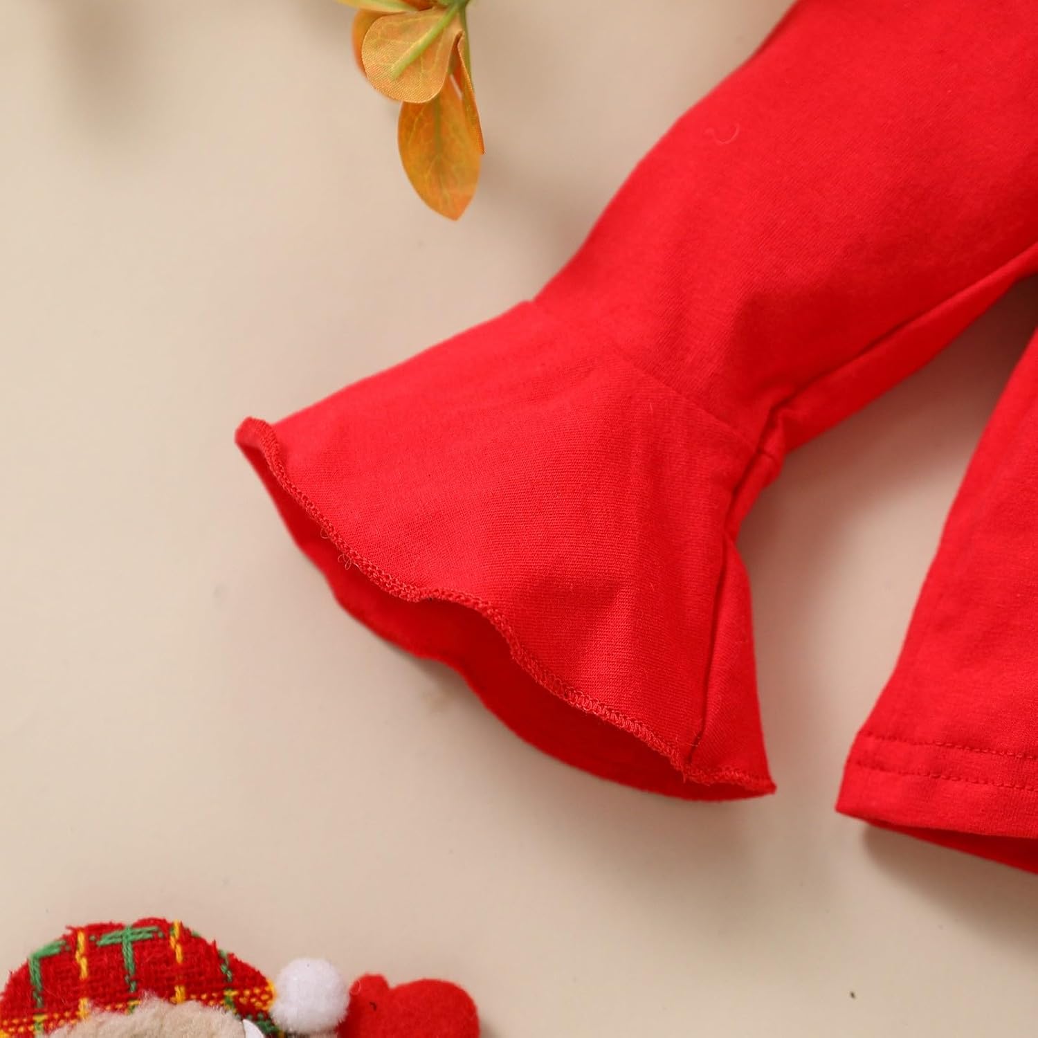 Warm Fuzzy Baby Girl Christmas Outfit - Flare Sleeve Top with Santa Pants Set