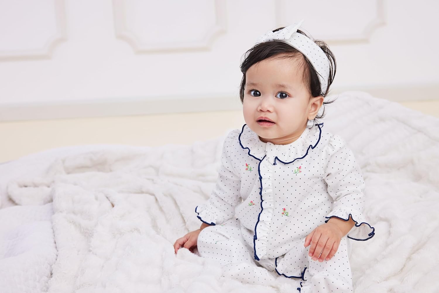 Little Me Baby Girls 2-Piece Zipper Footie and Headband Set