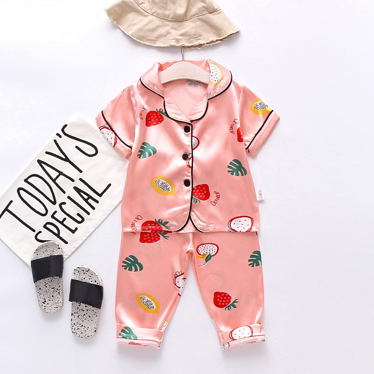 Strawberry Pajama Set for Toddler Girls and Boys