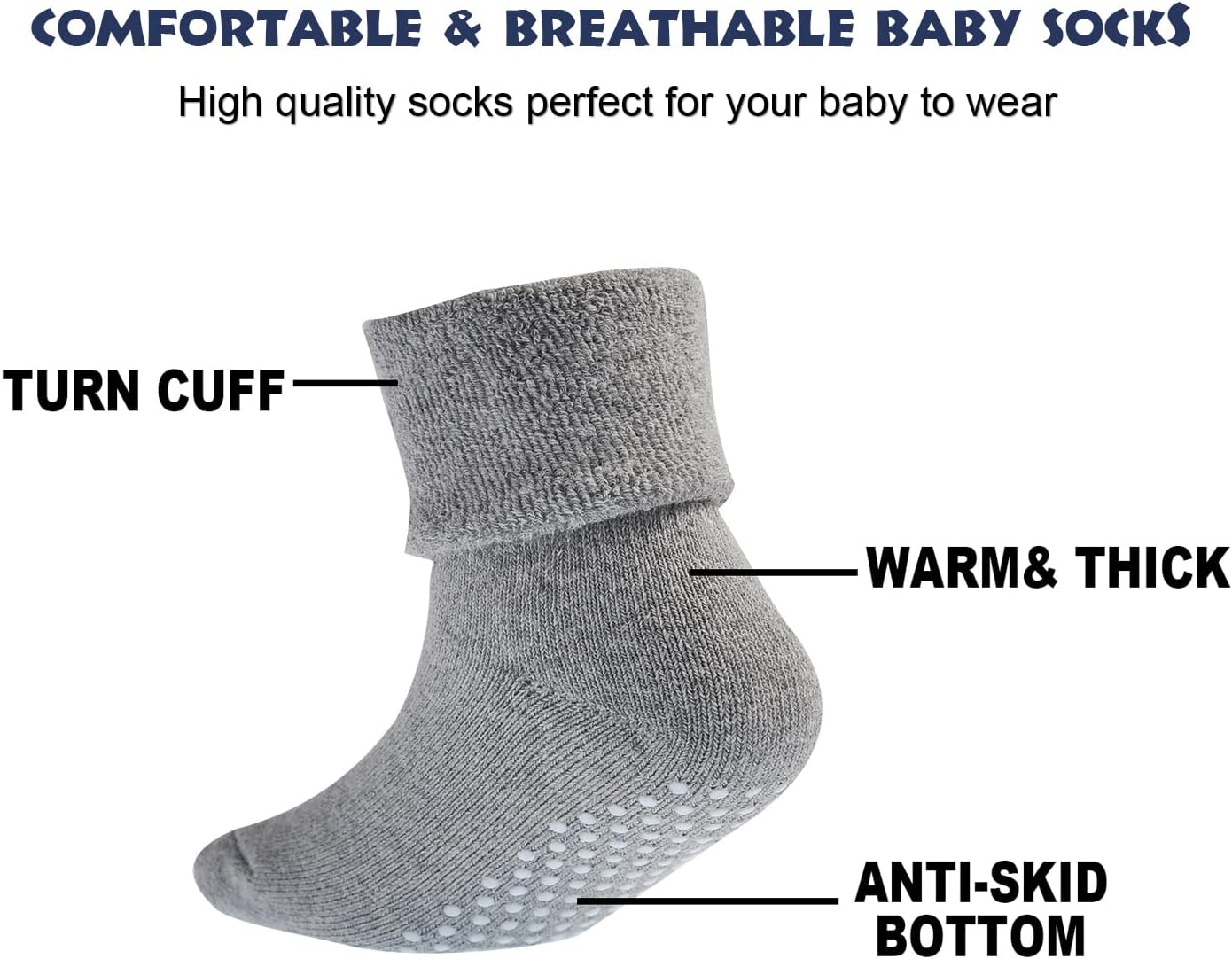 EPEIUS Non-Slip Crew Socks for Toddler