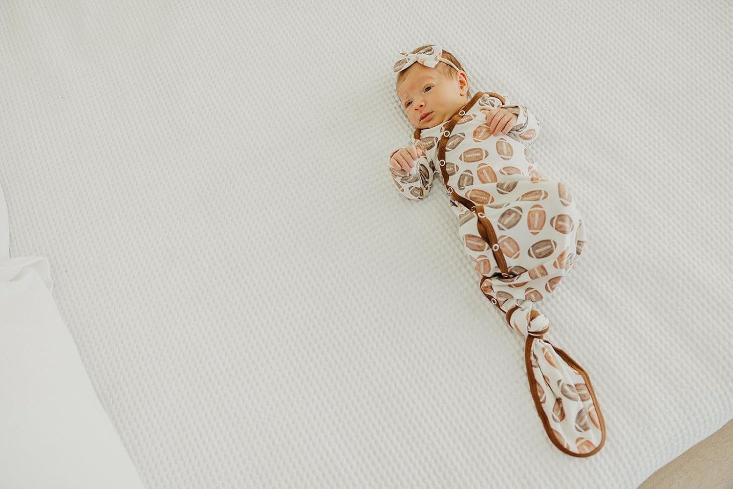 Copper Pearl Knotted Newborn Gown for Baby Boy and Girl