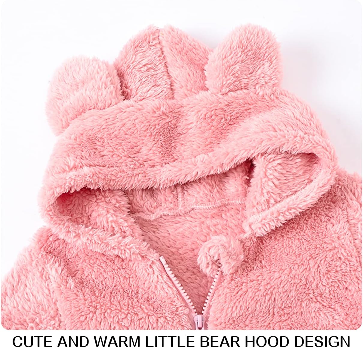 Mokitoni Baby Fleece Jumpsuit for Her Bear-Ear Snowsuit