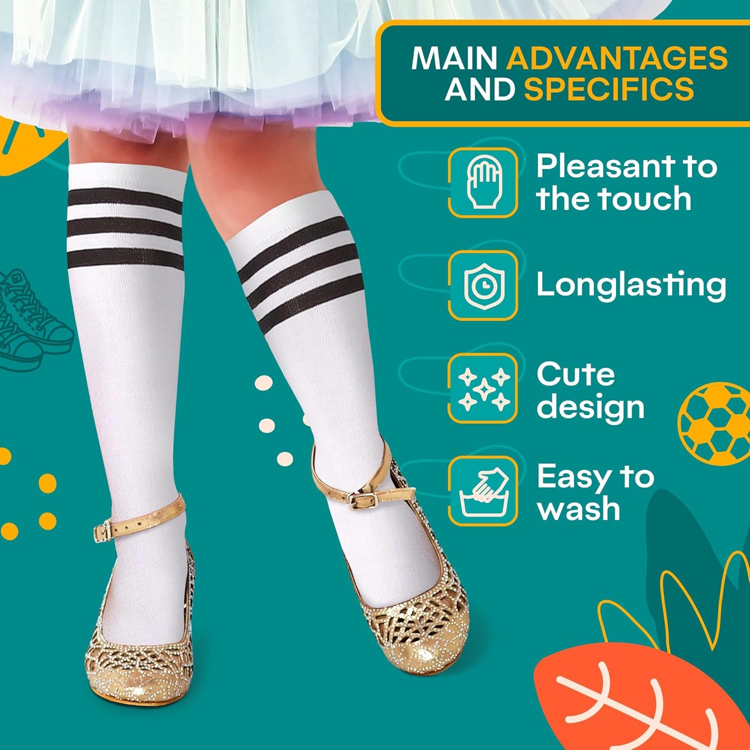 Reluen 6Pcs Girls Knee High Socks Perfect for Soccer More