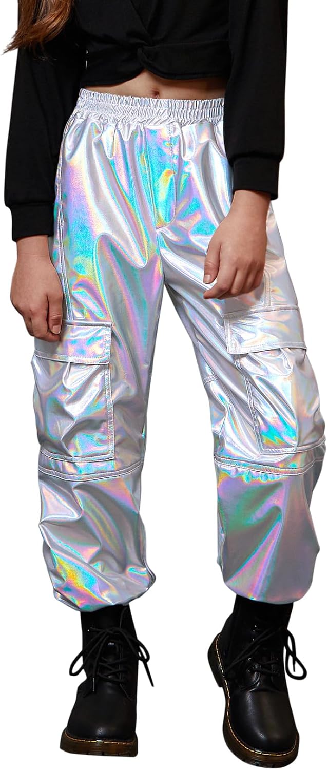 Metallic Cargo Pants for Girls