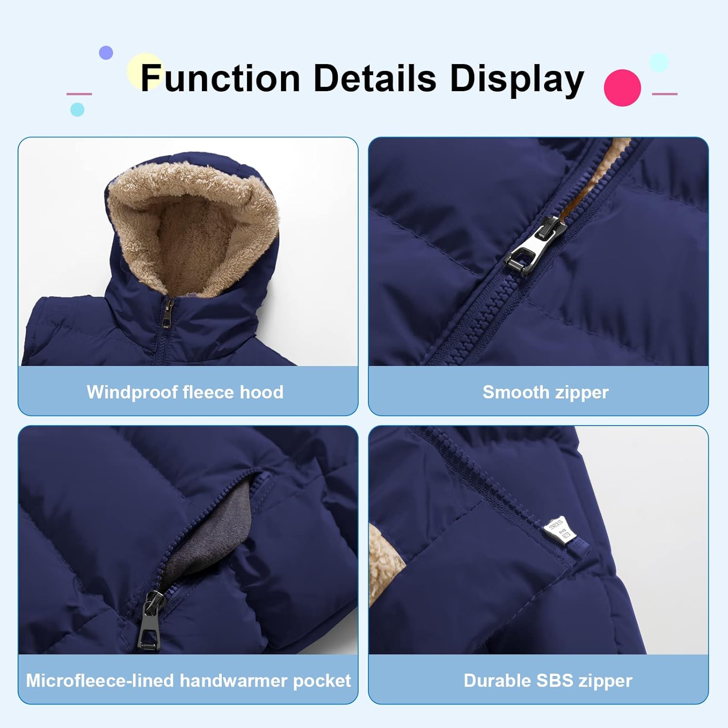 Pursky Girls Boys Hooded Puffer Vest