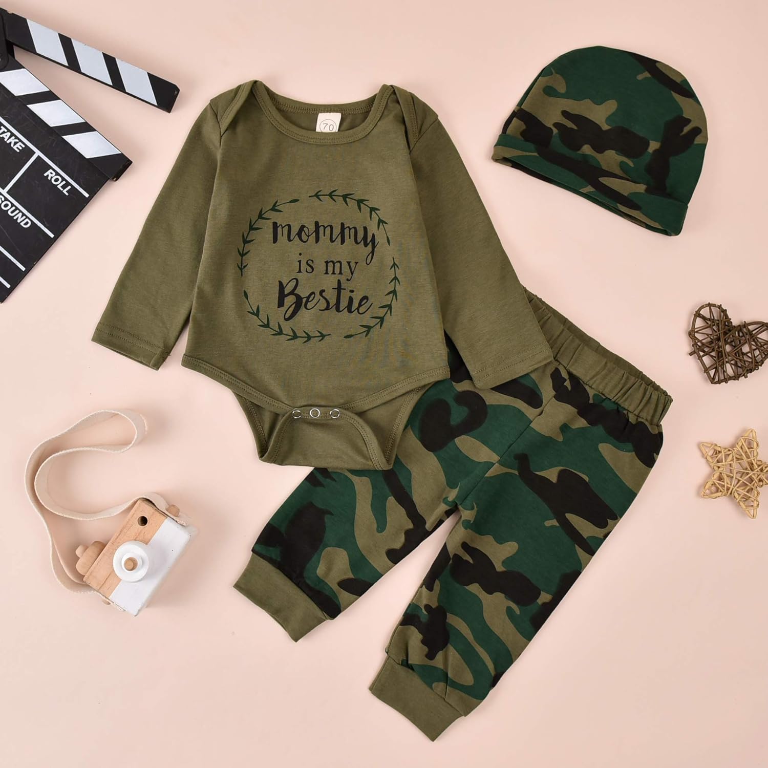 Camo Letter Romper Set for Baby Boys and Girls