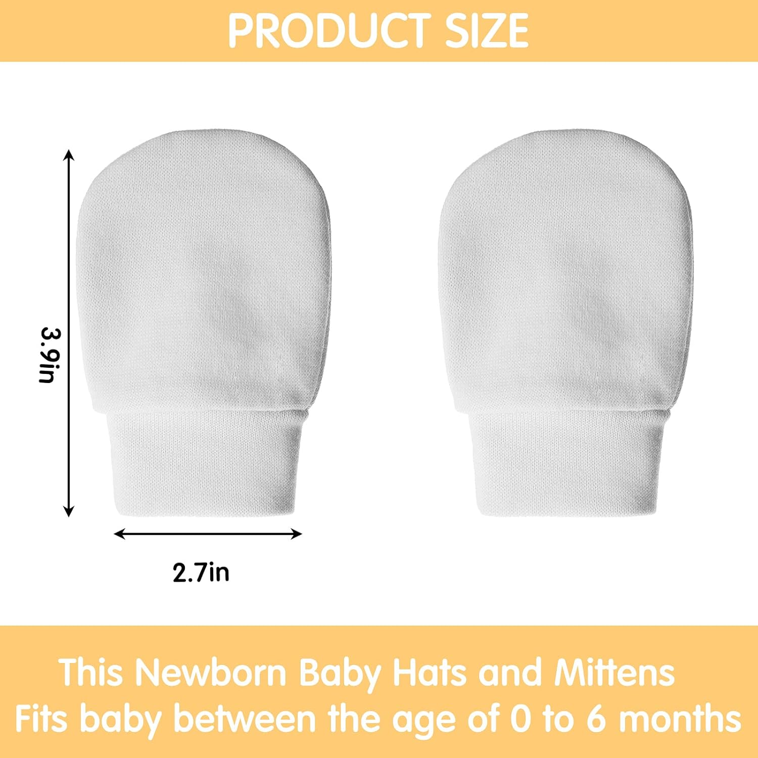 4-Pair 0-6 Mo Newborn Mitten Gloves Soft Washable No Scratch