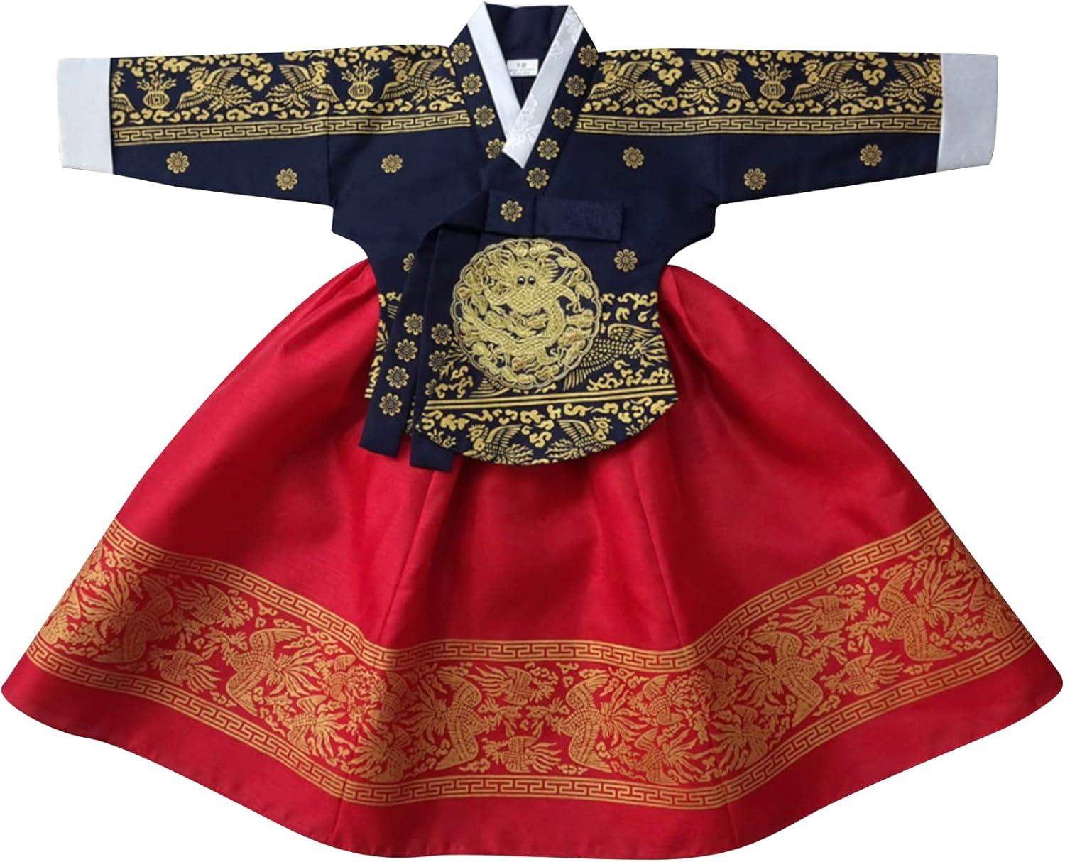 Korean Baby Girl Hanbok Navy Red Foil Dress 100 Days15yo