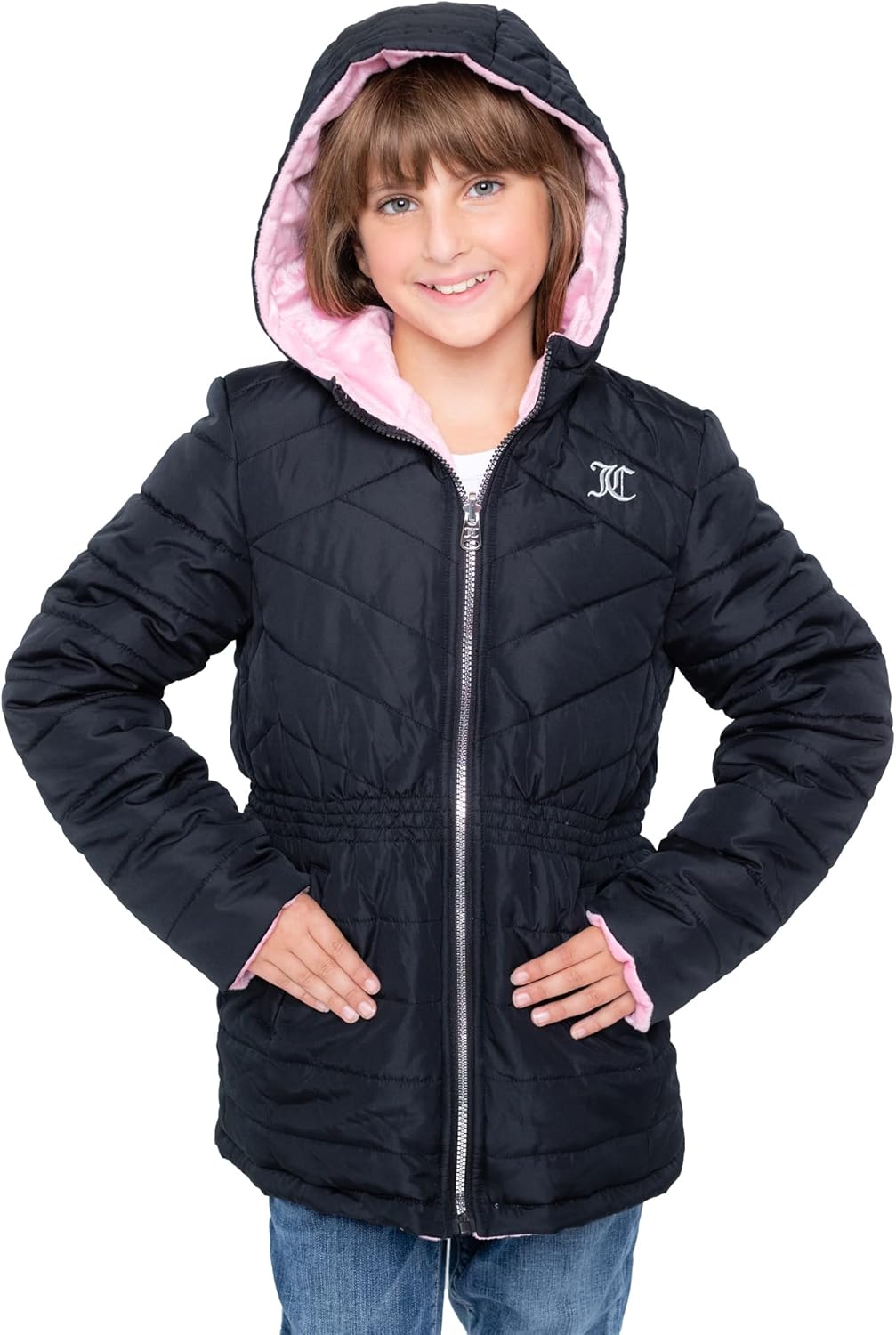 Juicy Couture Girls Reversible Jacket Padded Winter Parka
