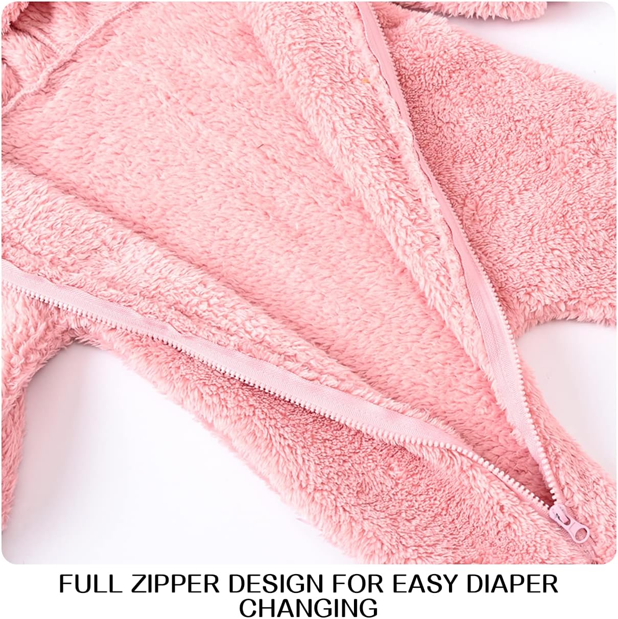 Mokitoni Baby Fleece Jumpsuit for Her Bear-Ear Snowsuit