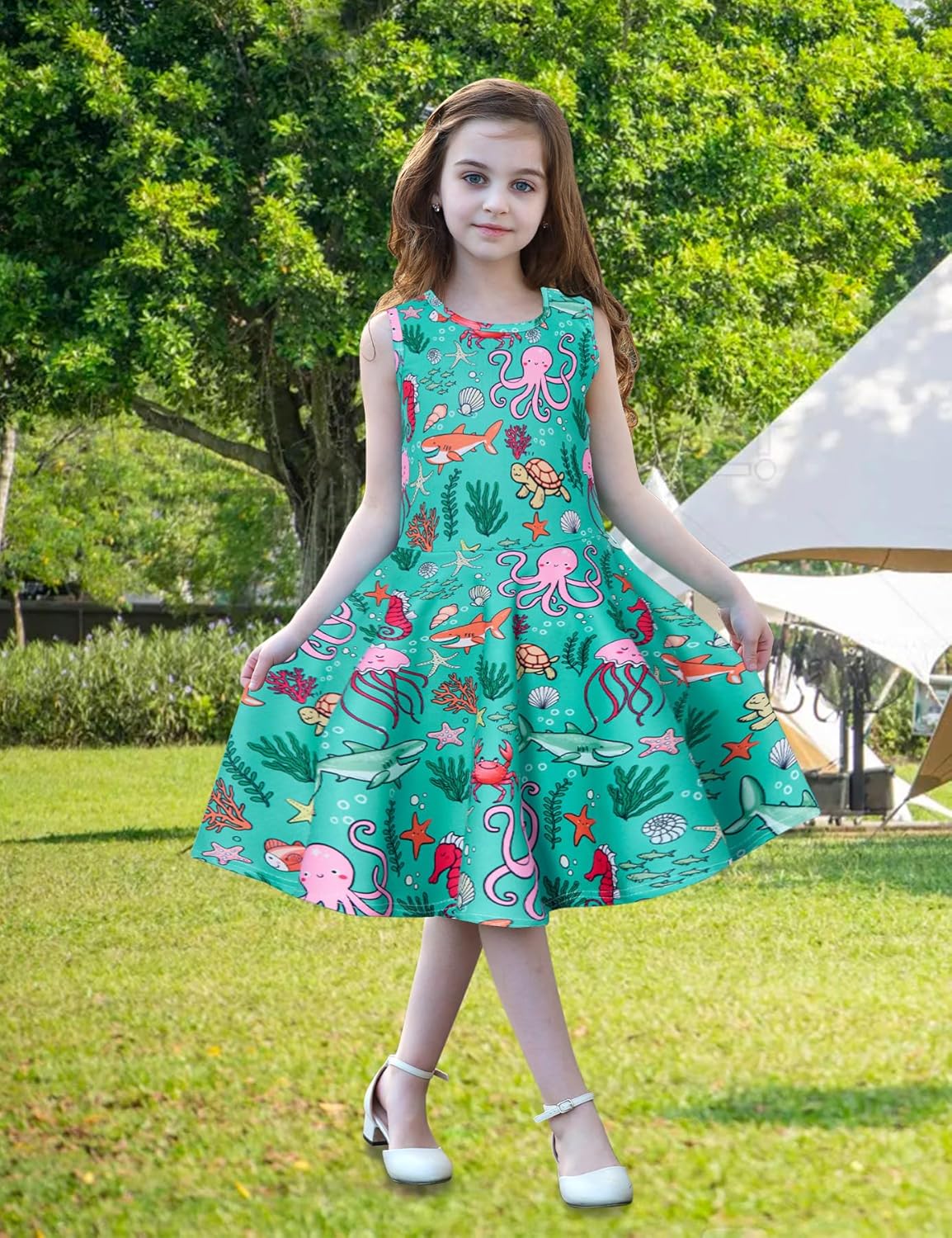 RAISEVERN Girls Summer Casual Swing Sundress 4-15 Years