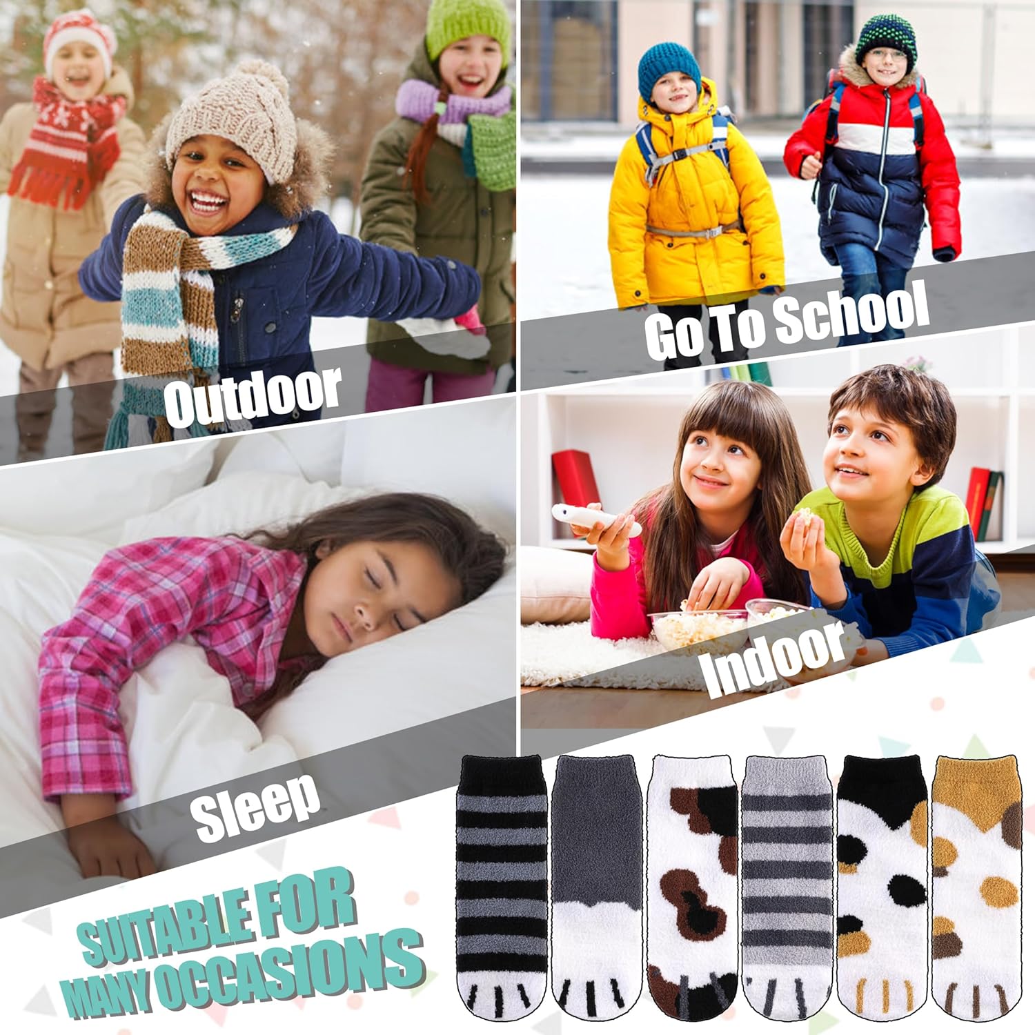 Fuzzy Non-Slip Socks for Kids - Cozy Gift Perfect