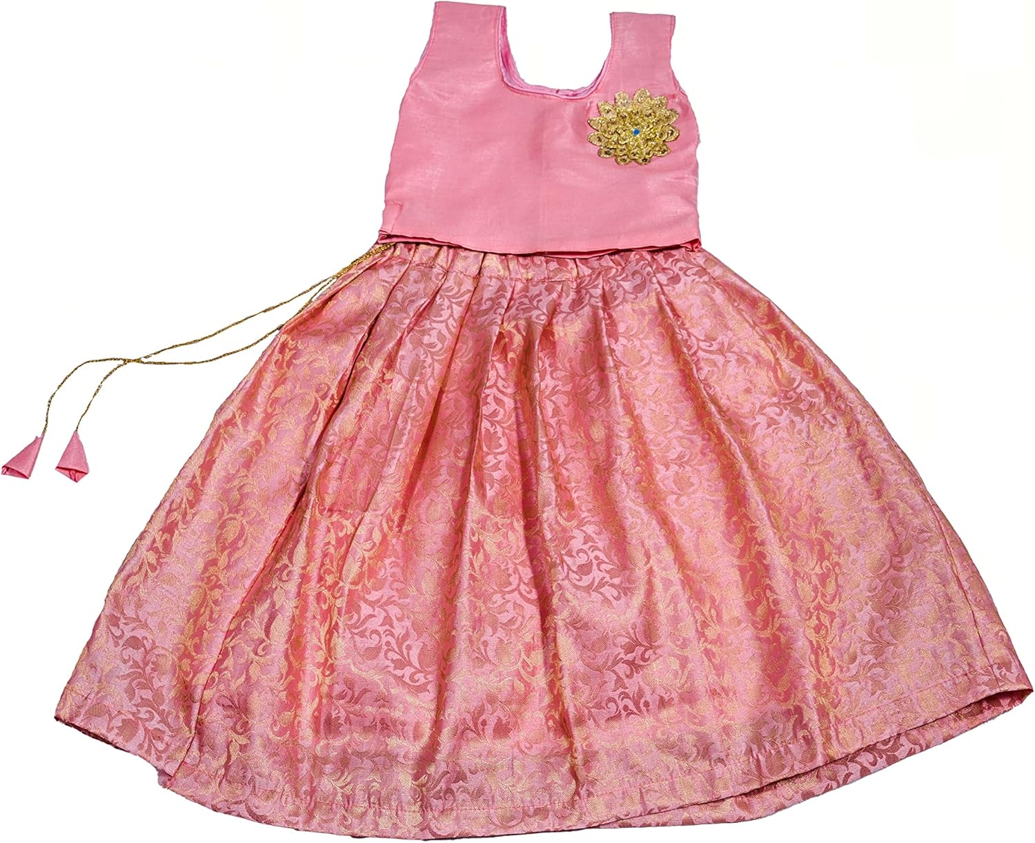 Special Occasion Set - Green Dupion Silk Lehenga Choli for Kids