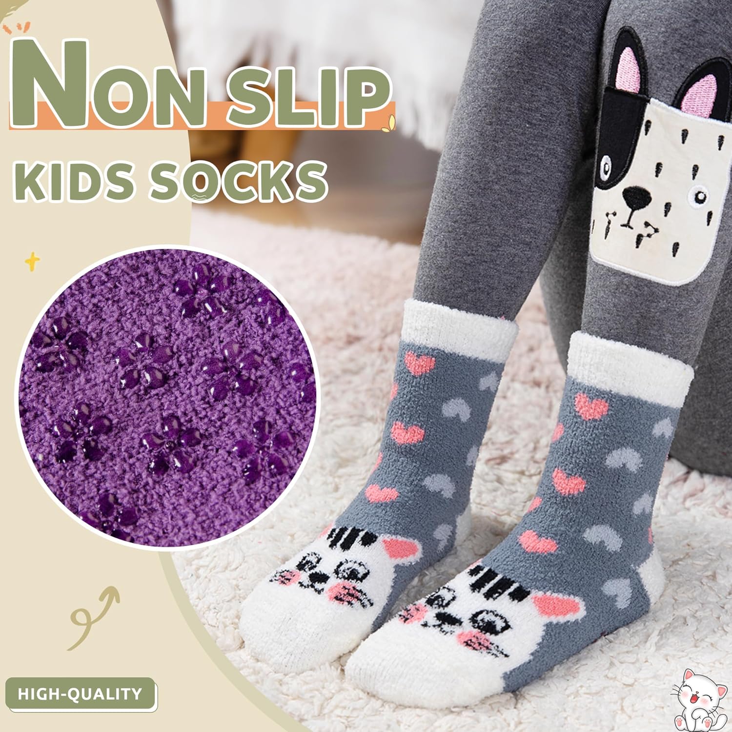 Wheets Fuzzy Socks With Grips
