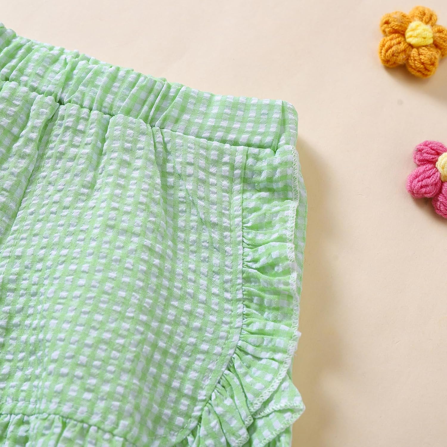 Ruffle Hem Gingham Plaid Toddler Shorts