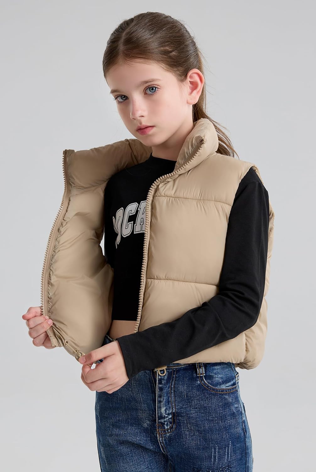 SOLOCOTE Girls Puffy Jacket Waterproof Warm Winter Jacket for Kids