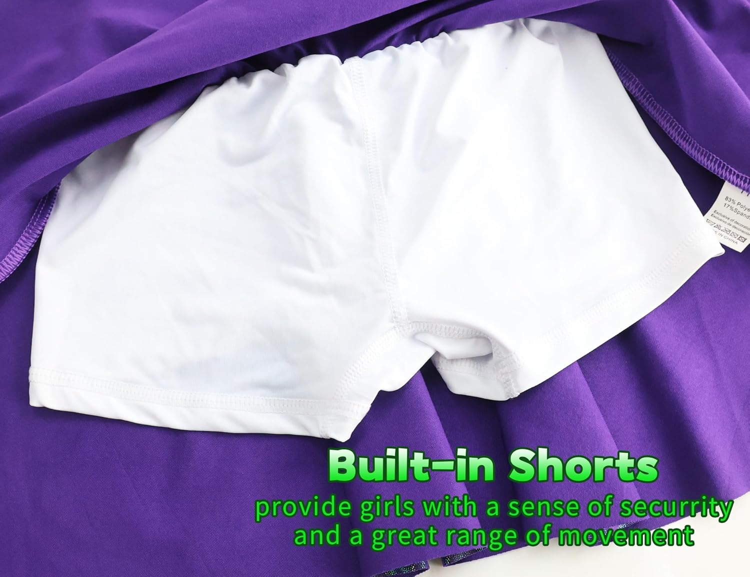 Gnainach Girls Tennis Skort with Safety Waistband