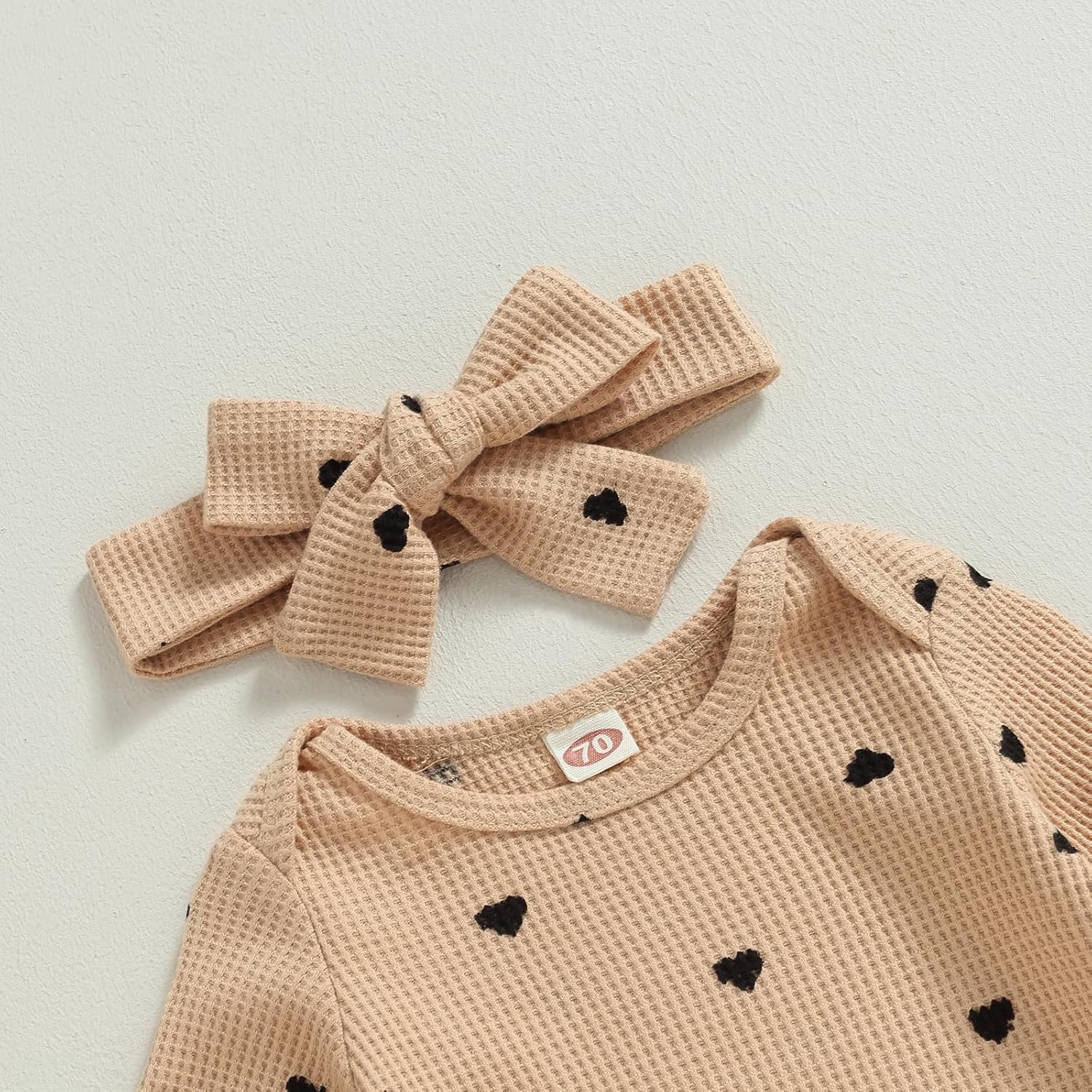 Valentines Knotted Gown Baby Newborn Sleeping Bag Heart Print Gown Khaki