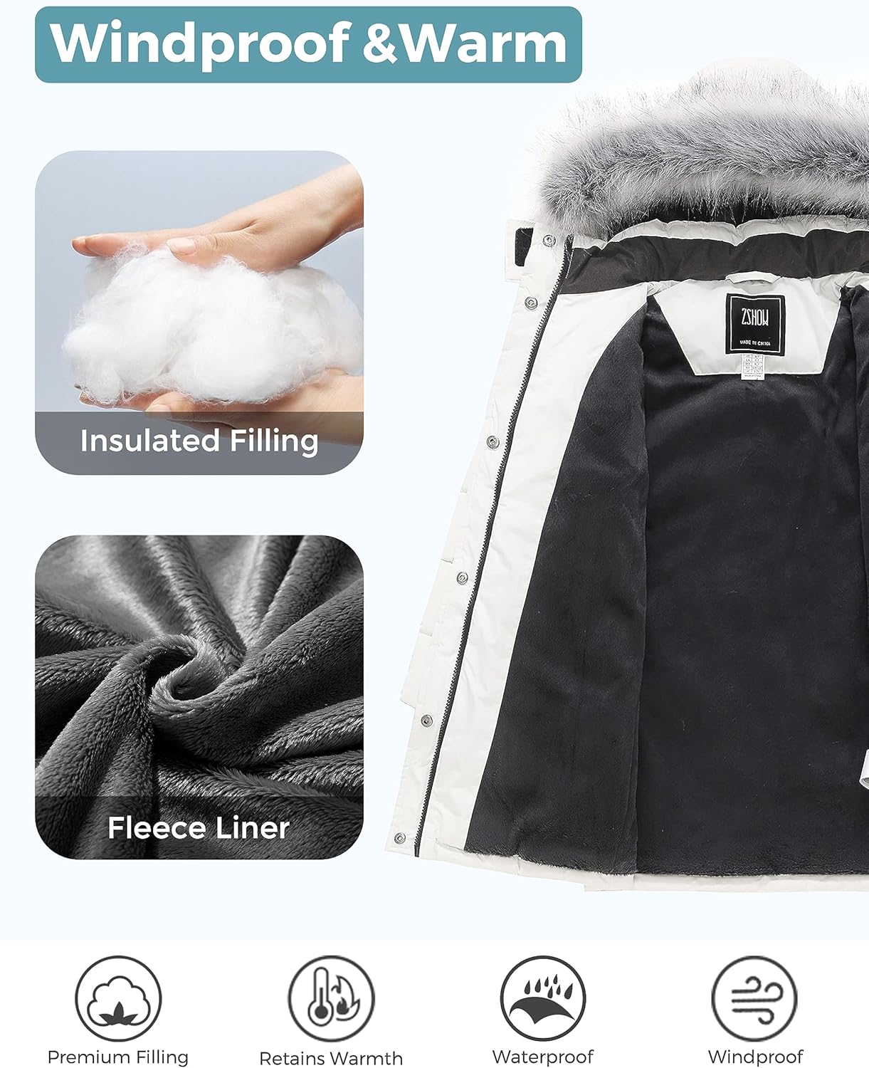 ZSHOW Girls Winter Coats - Warm Water-Resistant Parka