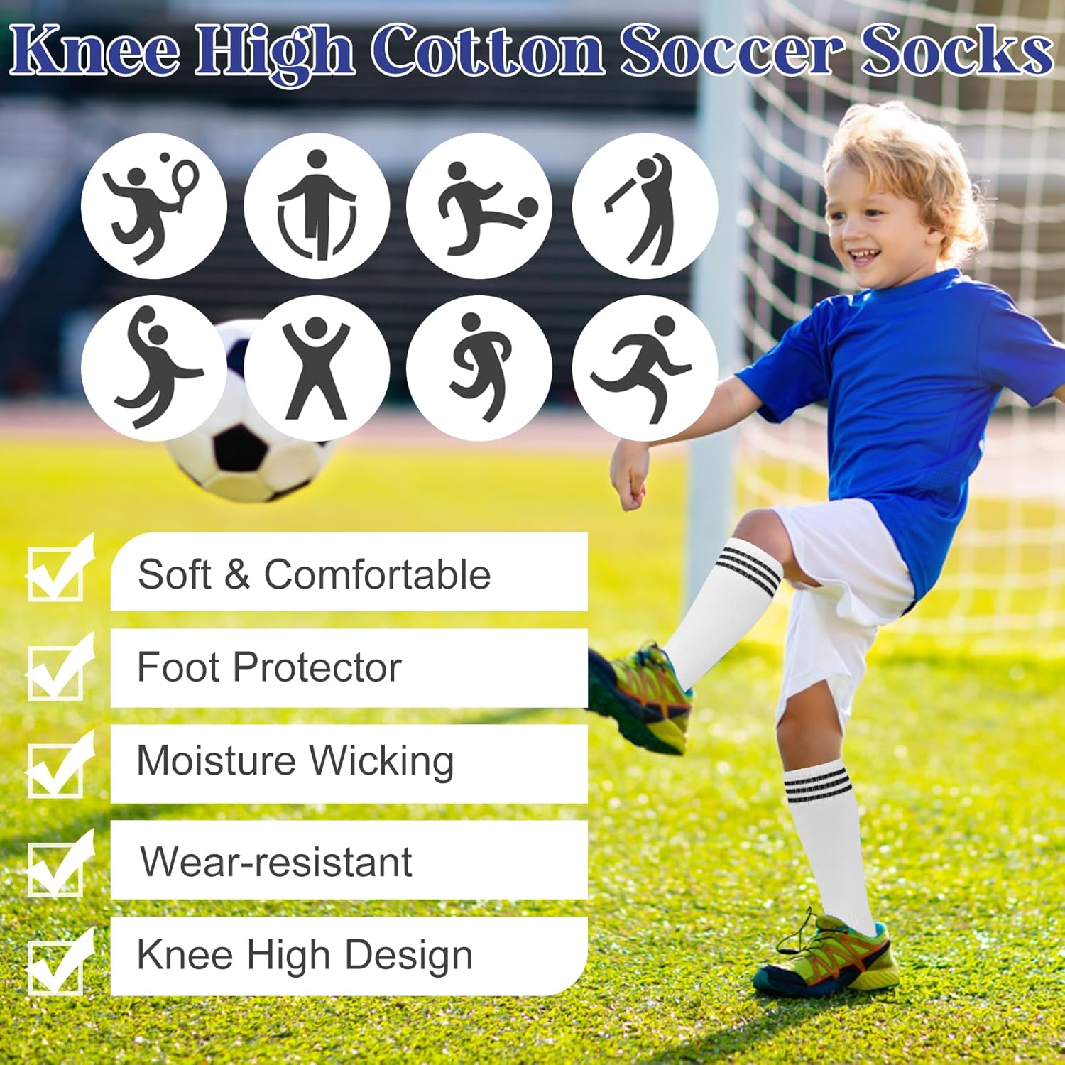 YSense Kids Soccer Socks for Boys Girls