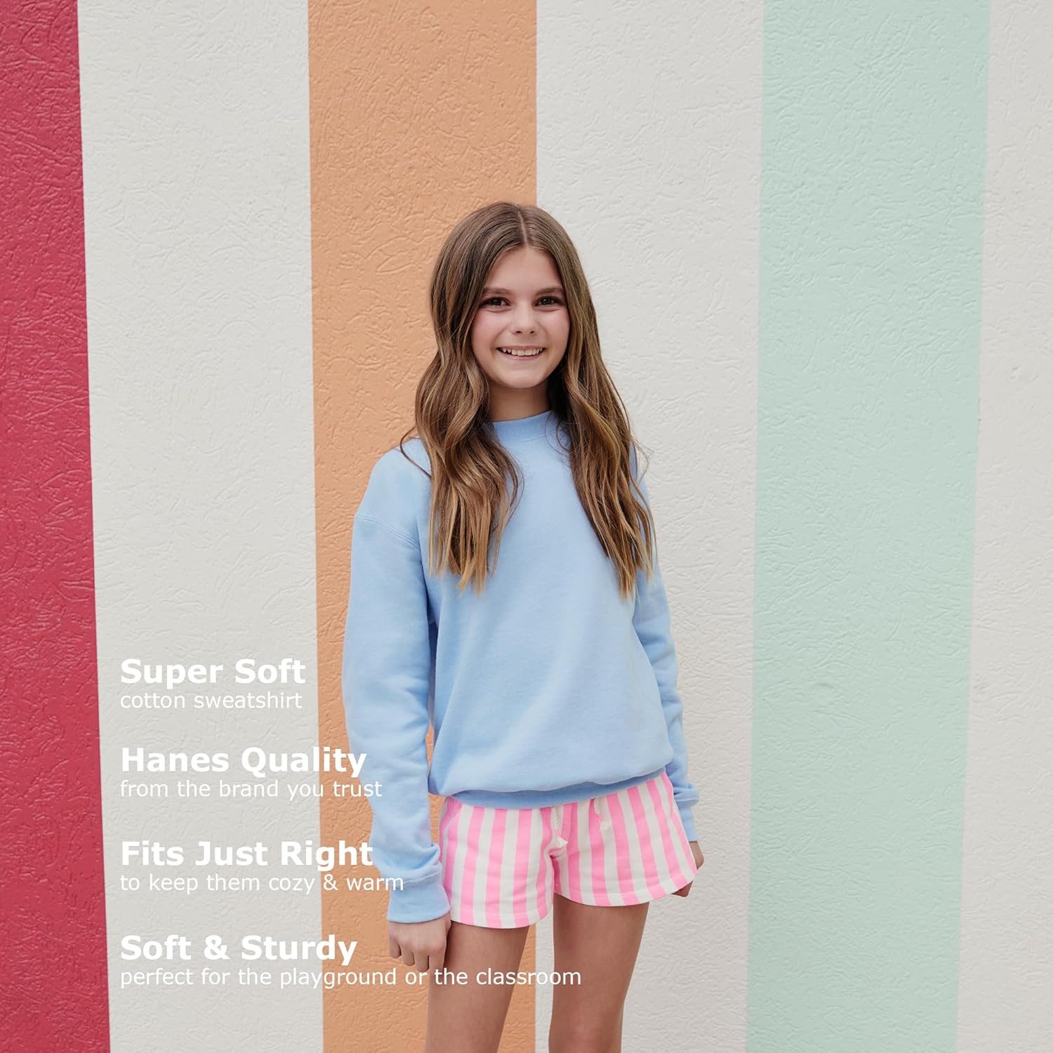 Hanes Girls Ecosmart Crewneck Sweatshirt