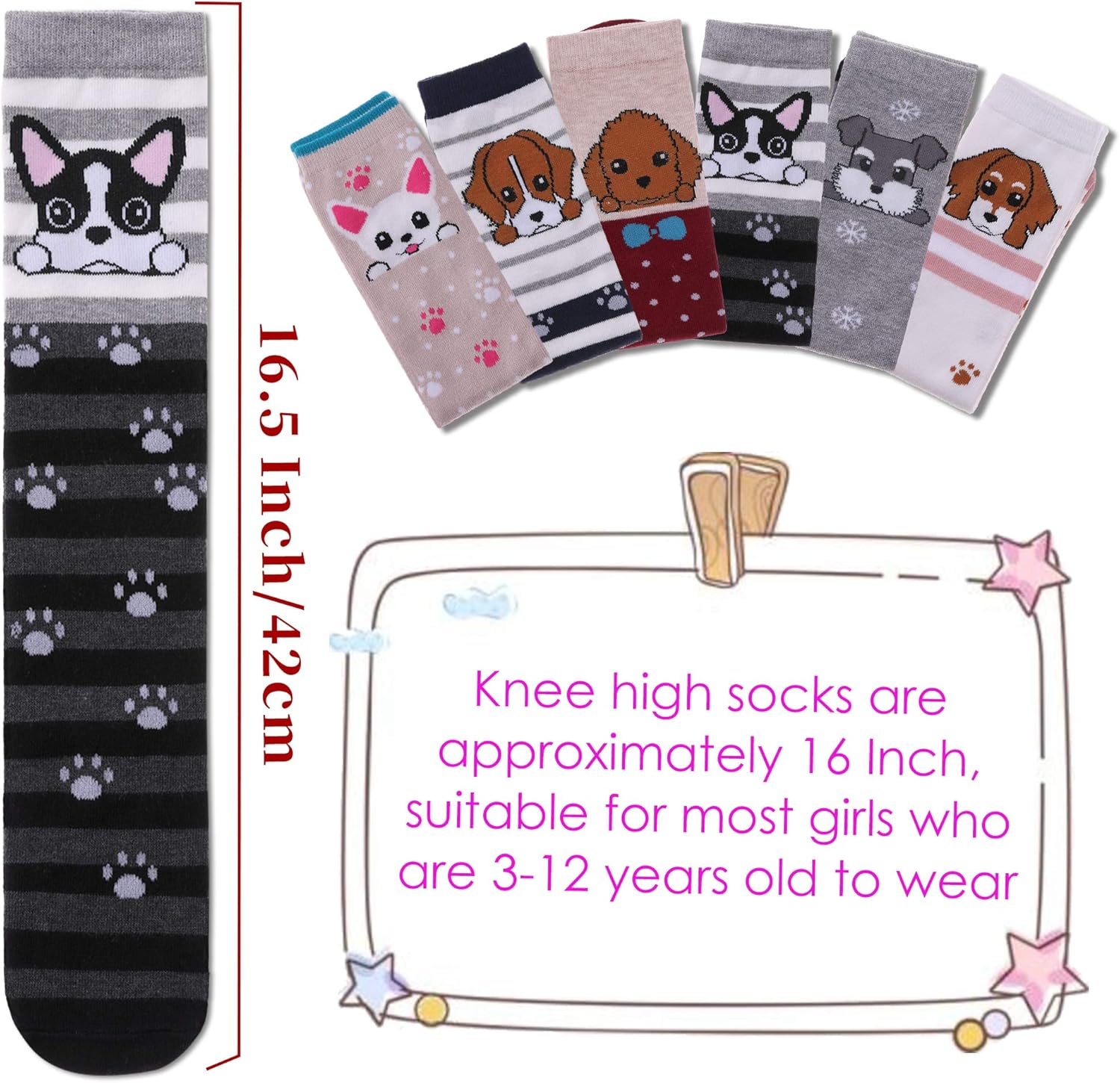 FNOVCO Girls Cute Animal Pattern Knee High Socks