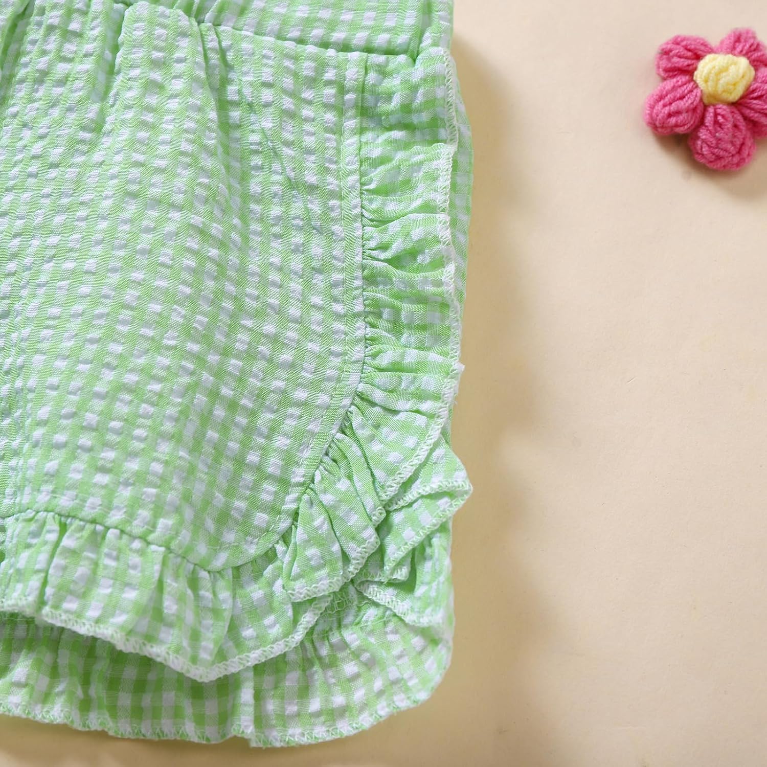 Ruffle Hem Gingham Plaid Toddler Shorts