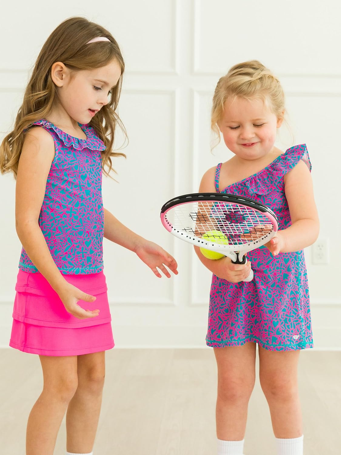 RuffleButts Girls Active Tennis Bike Short Set