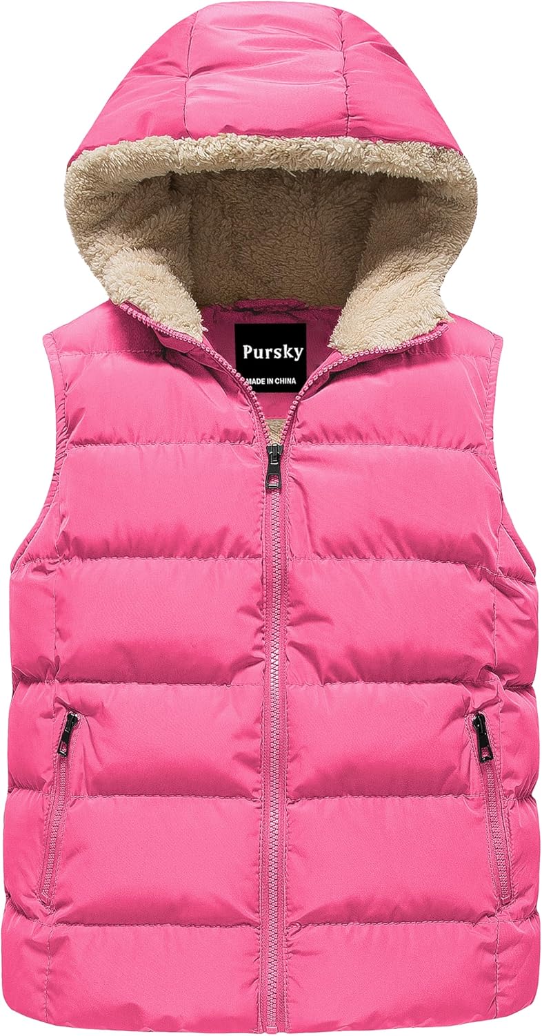 Pursky Childrens Hooded Puffer Vest Warm Outerwear