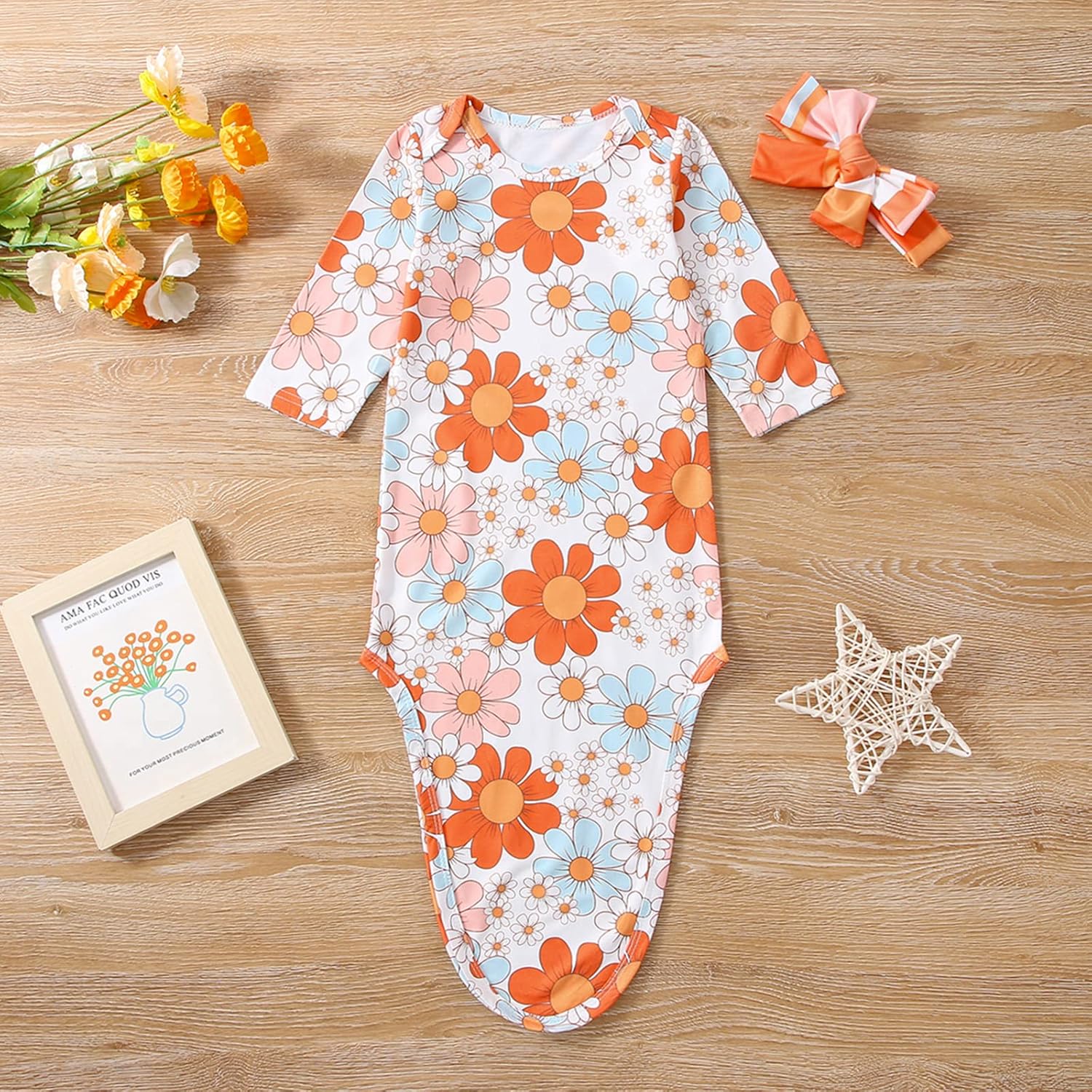 FIOMVA Newborn Baby Girl Boy Knotted Nightgown