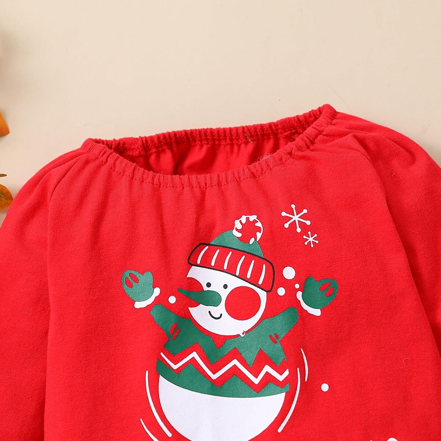 Warm Fuzzy Baby Girl Christmas Outfit - Flare Sleeve Top with Santa Pants Set