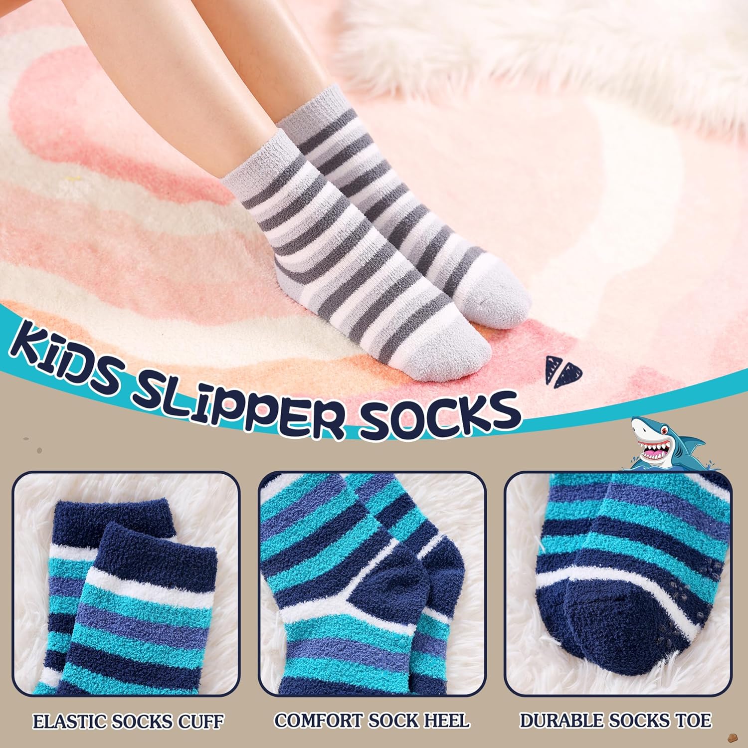 SeeyAN Kids Fuzzy Slipper Socks Boys Girls Thermal Winter Socks