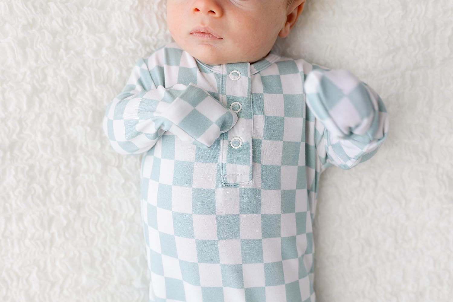 Checkered Knotted Gown Nighttime Robe for Baby Bamboo Fabric Adjustable Cozy