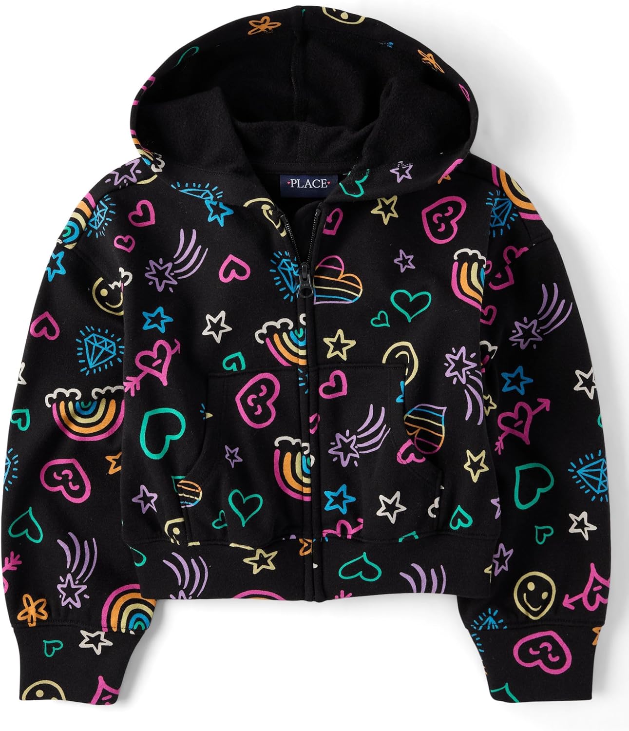 The Childrens Place Girls Long Sleeve Active Hooded Fleece Full Zip Up