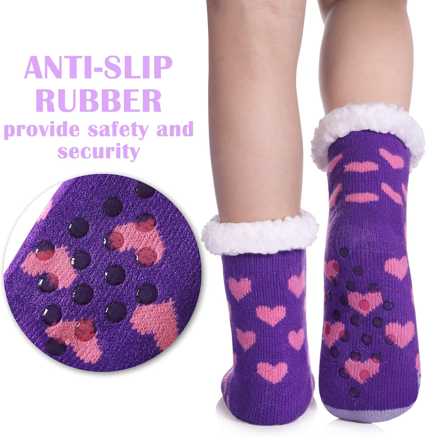 Truehan Kids Winter Fuzzy Slipper Socks for Boys and Girls