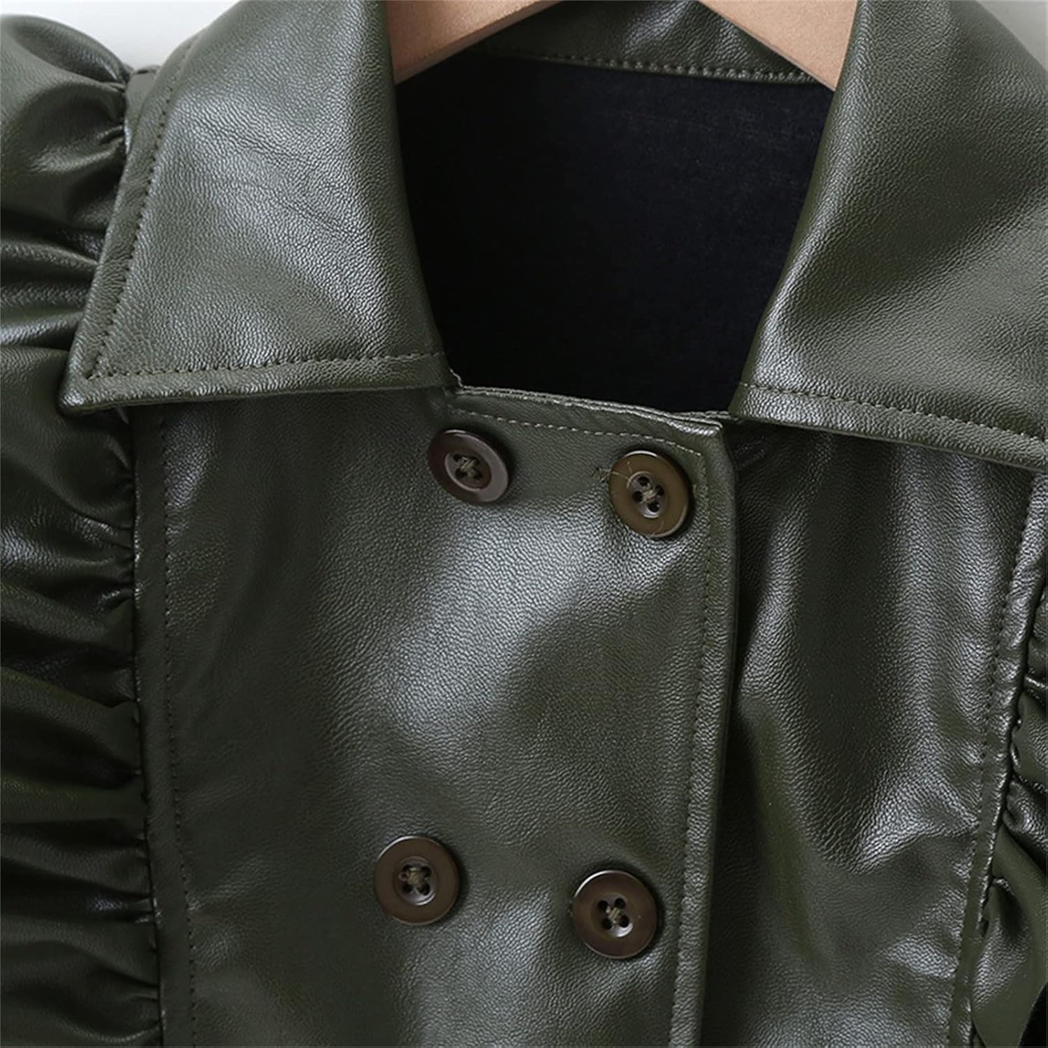 AMIMOJY Kids Girls Patchwork Long Sleeve Leather Dress Jacket Winter Coats