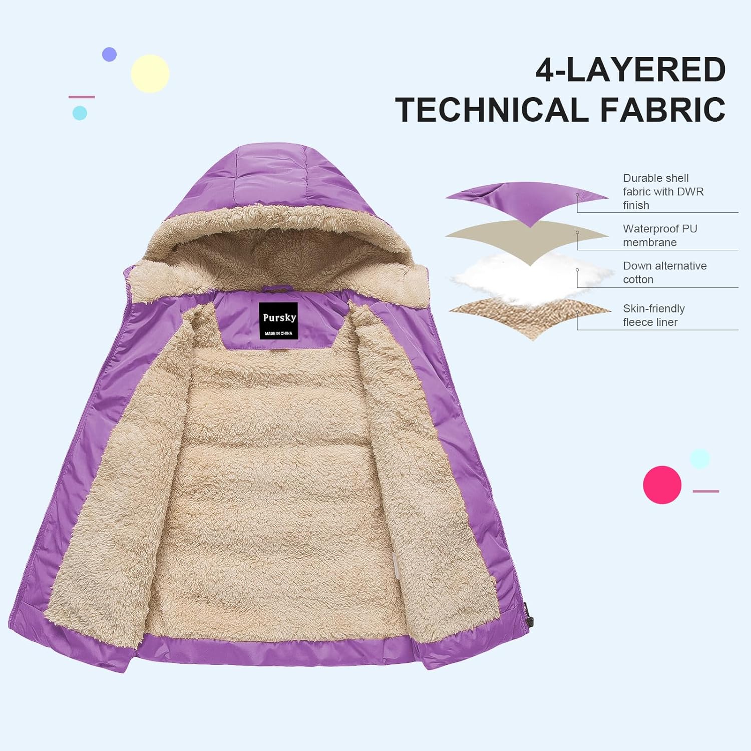 Pursky Kids Hooded Warm Puffer Vest with Flannel Lining