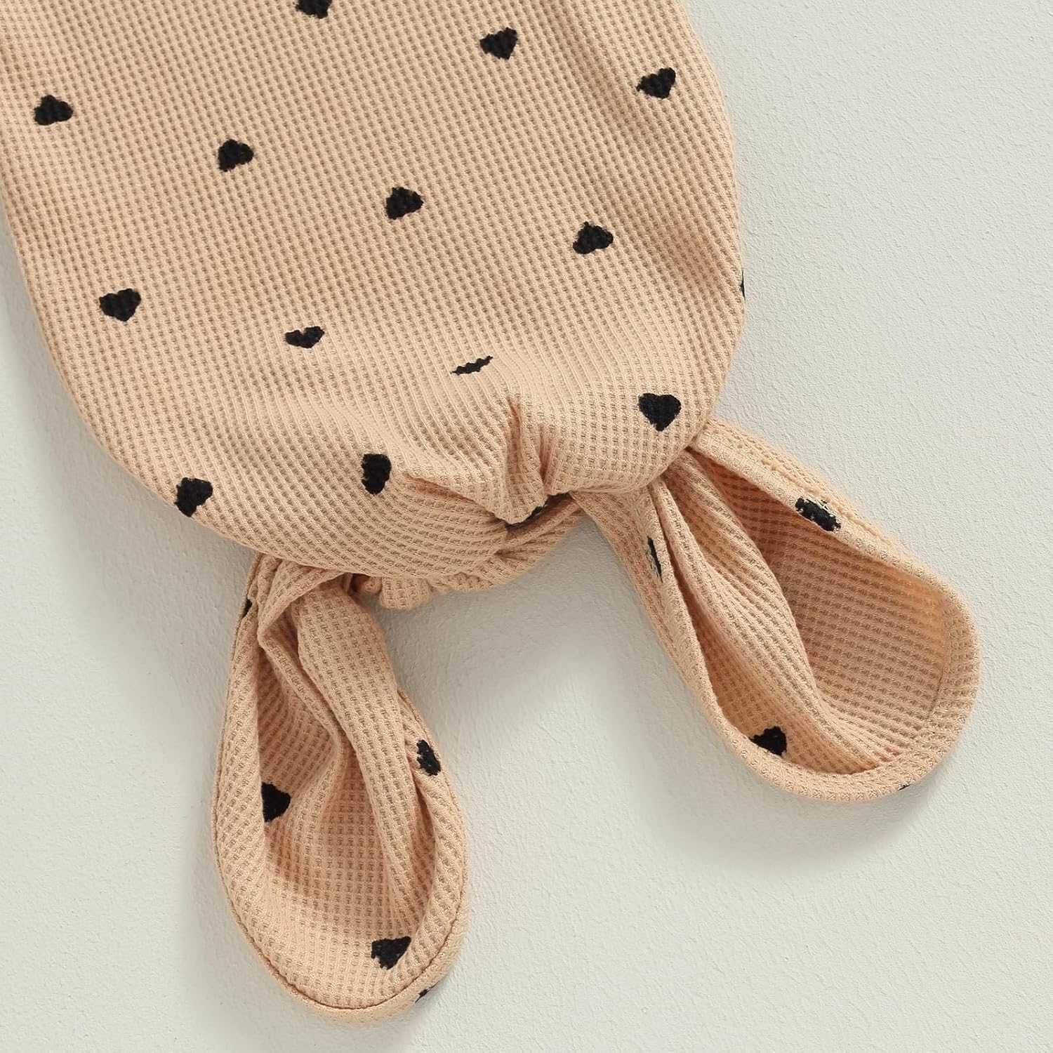 Valentines Knotted Gown Baby Newborn Sleeping Bag Heart Print Gown Khaki