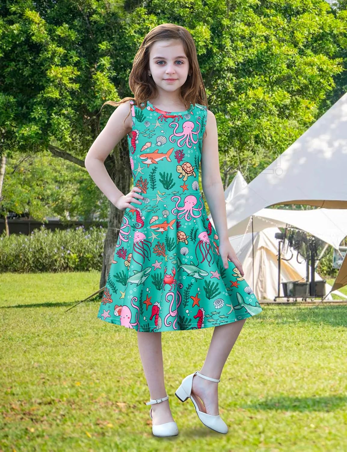 RAISEVERN Girls Summer Casual Swing Sundress 4-15 Years
