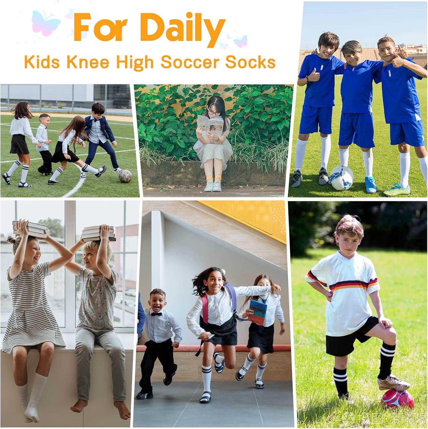 American Trends Kids Child Athletic Socks Striped Knee High Tube