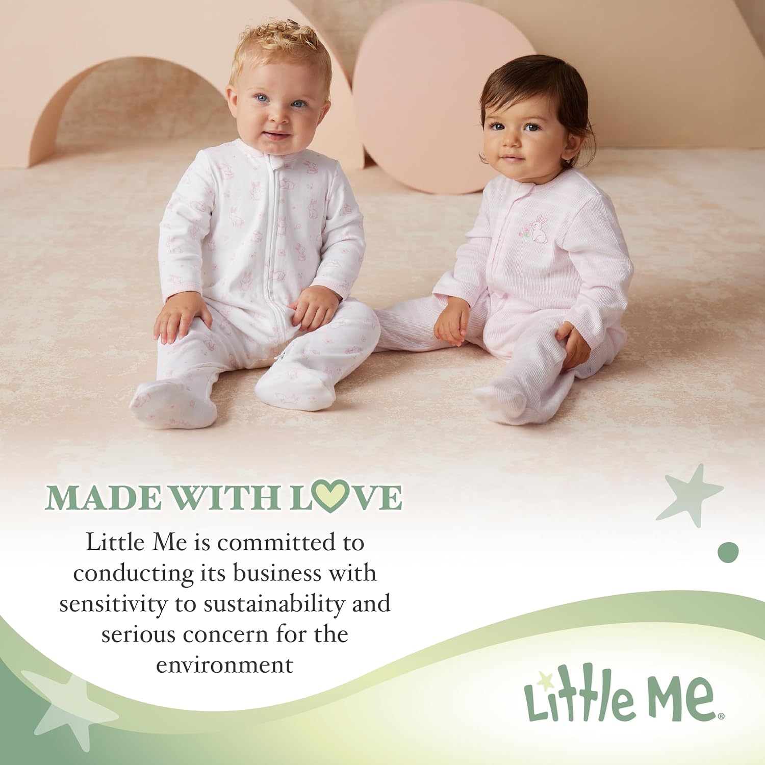 Little Me Baby Girls 2-Piece Zipper Footie and Headband Set