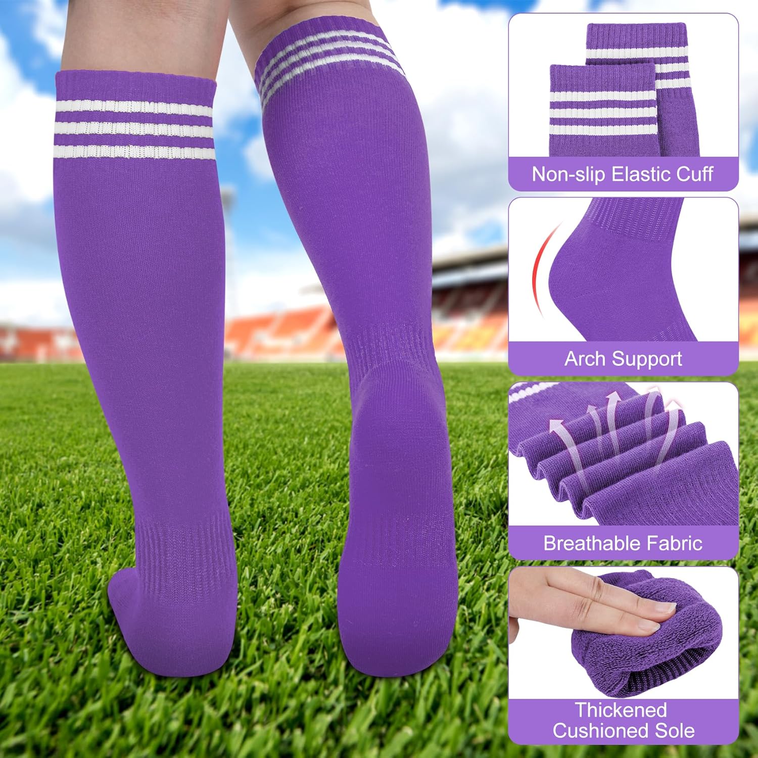 YSense Kids Soccer Socks Long Cotton Youth