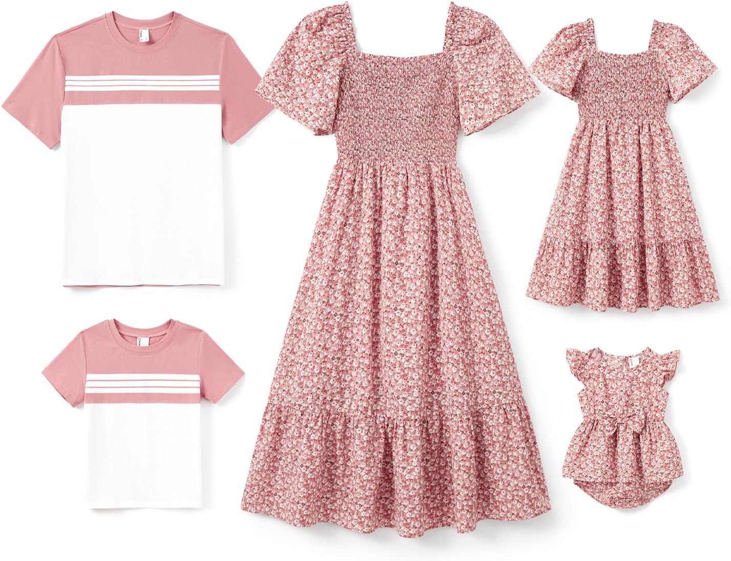 Perfect Family Outfit Set - Floral Print Dress T-Shirts