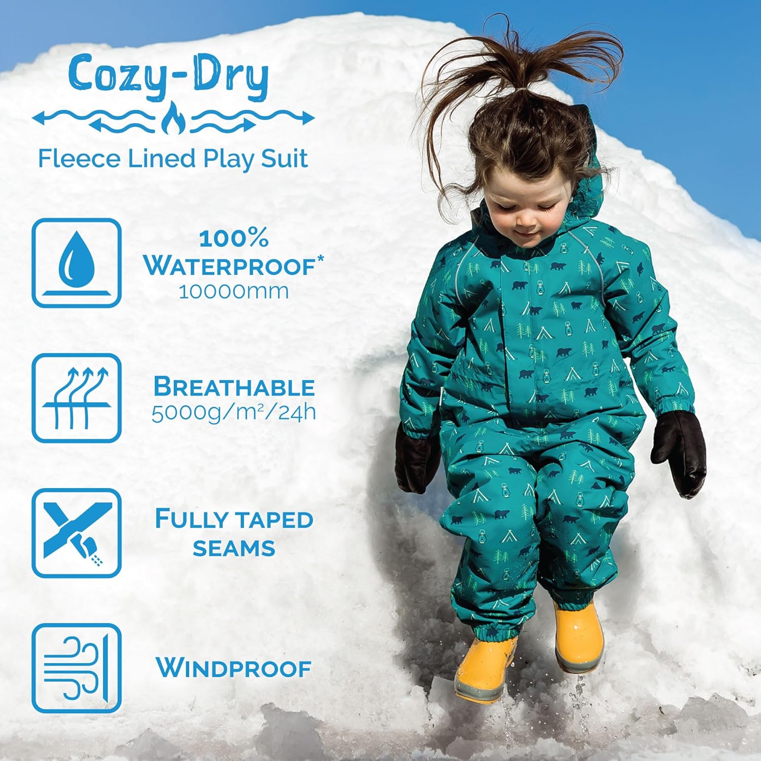 Waterproof Windproof Fleece Lined Snow Suit for Kids 2-8 years old
