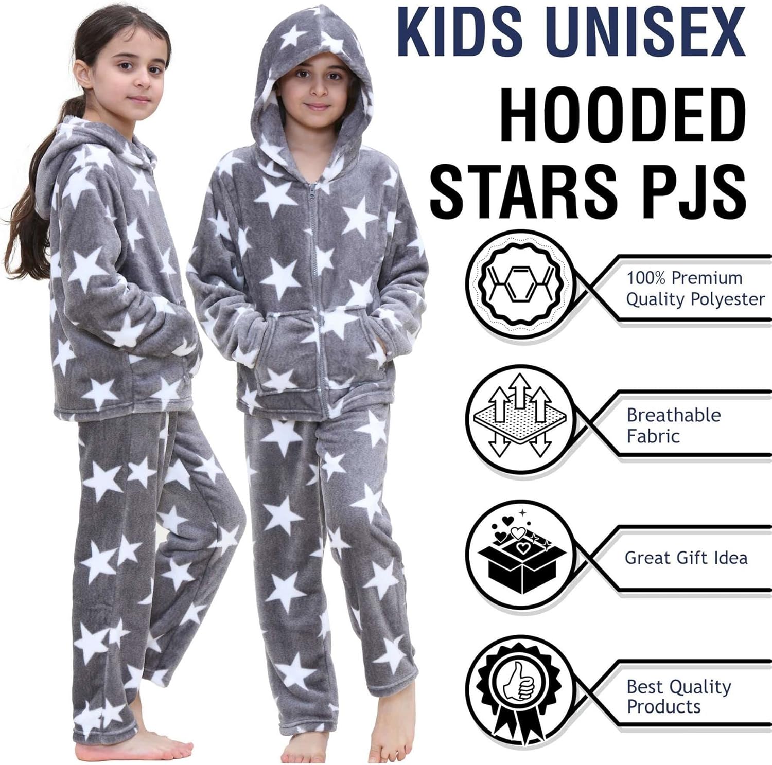 A2Z 4 Kids Girls Stars Print Fleece Sleep Set